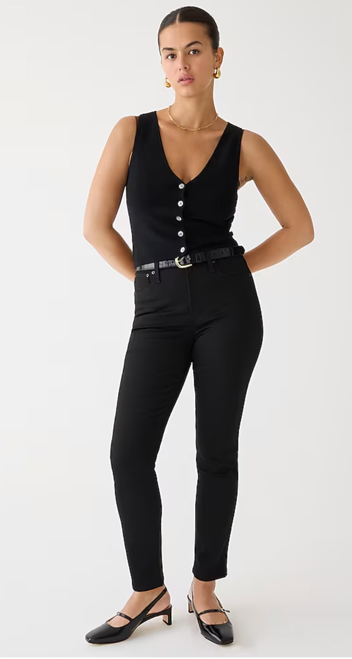NWT J. Crew Curvy Vintage Slim Straight Jeans 31 12 Black BT493 J.Crew Denim